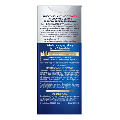NIVEA MEN Anti-Age Power Intensywne Serum Przeciw Przebarwieniom do Twarzy 30ml