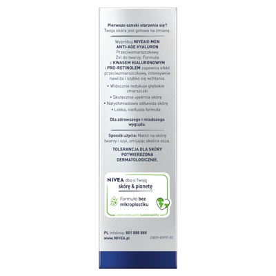 NIVEA MEN Hyaluron Przeciwzmarszkowy Żel do Twarzy 50ml