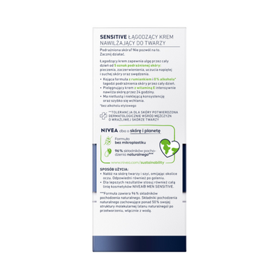 NIVEA Men Sensitive Łagodzący Krem Nawilżający 75ml