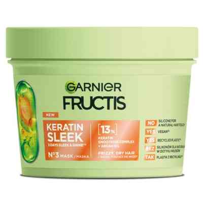 Garnier Fructis Keratin Sleek Maska do Włosów Suchych i Puszących się 370ml