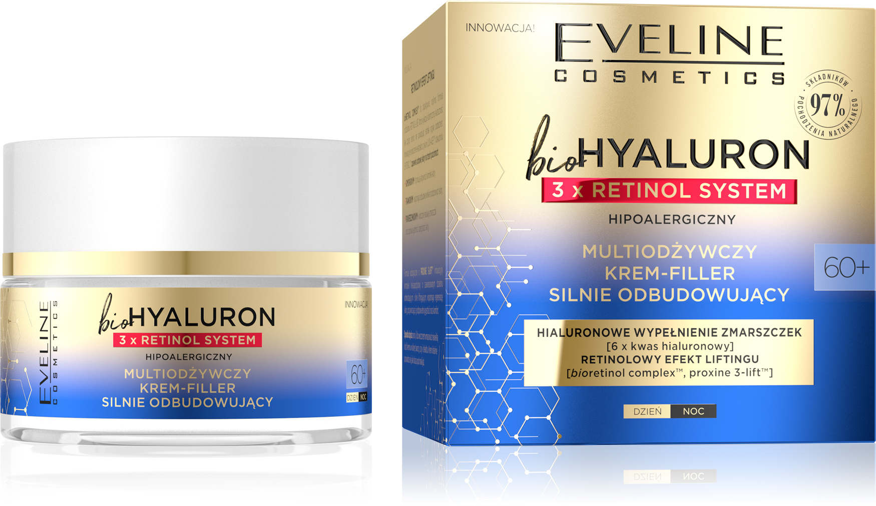 Eveline BioHyaluron Multiodżywczy Krem-Filler Silnie Odbudowujący 60+ 50ml
