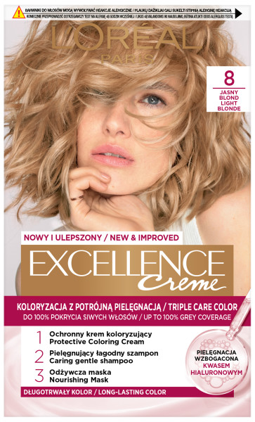 Loreal Excellence Creme Krem Koloryzujący Farba do Włosów 8 Jasny Blond