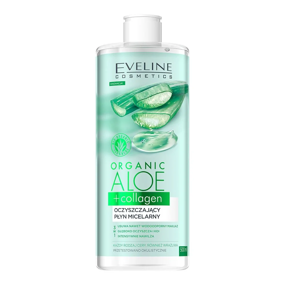 Eveline Organic Aloe + Collagen Oczyszczający Płyn Micelarny 3w1 500ml