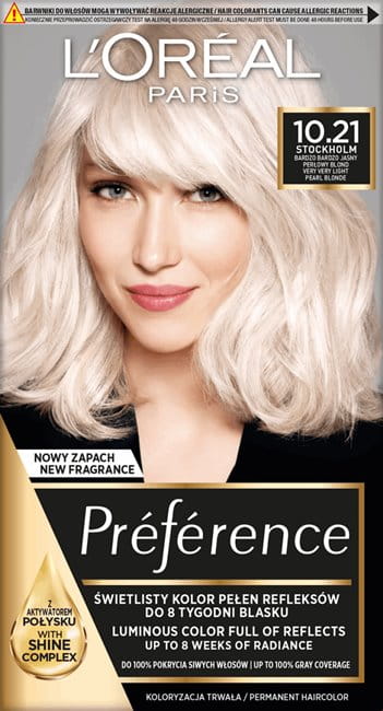 Loreal Preference Farba do Włosów 10.21 Stockholm Bardzo Jasny Perłowy Blond