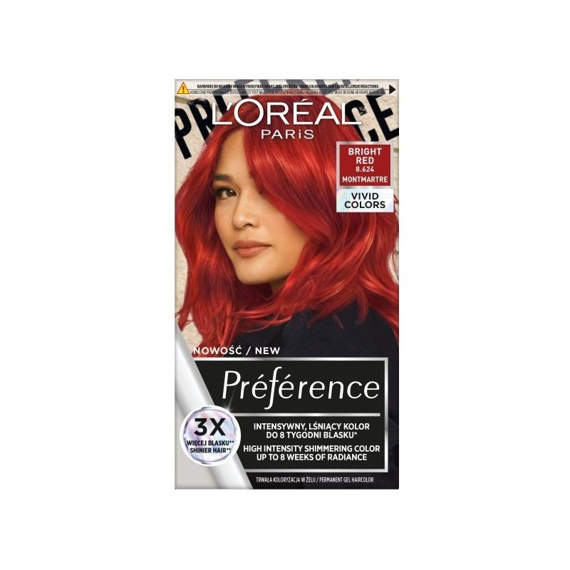 Loreal Preference Farba do Włosów Vivid Colors 8.624 Bright Red Montmartre