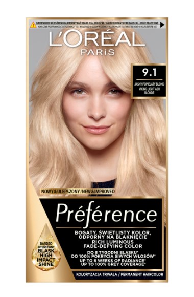 Loreal Preference Farba do Włosów 9.1 Jasny Popielaty Blond