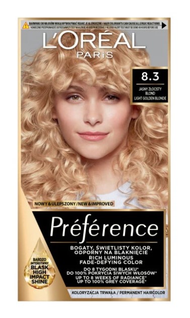 Loreal Preference Farba do Włosów 8.3 Cannes  Jasny Złocisty Blond