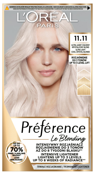 Loreal Preference Rozjaśniacz do Włosów 11.11 Venice Bardzo Bardzo Jasny Chłodny Kryształowy Blond