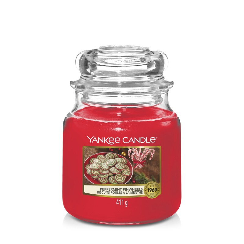 Yankee Candle Świeca w Średnim Słoiku Peppermint Pinwheels