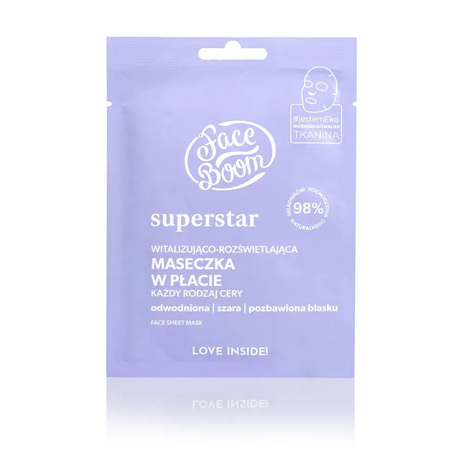 FaceBoom Superstar Maseczka w Płacie Witalizująco-Rozświetlająca