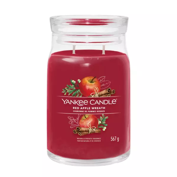 Yankee Candle Signature Świeca w Dużym Słoiku z Dwoma Knotami Red Apple Wreath