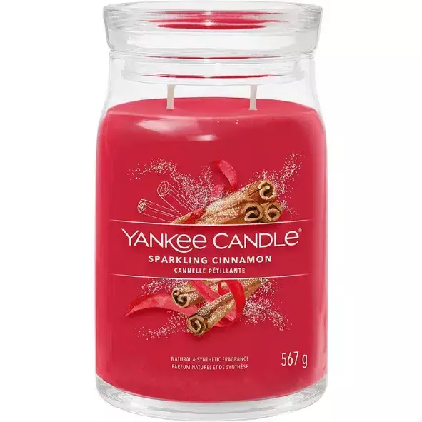 Yankee Candle Signature Świeca w Dużym Słoiku z Dwoma Knotami Sparkling Cinnamon