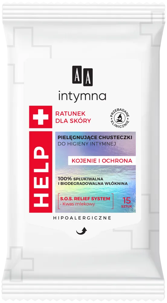 AA Intymna Help Pielęgnujące Chusteczki do Higieny Intymne 15 Sztuk
