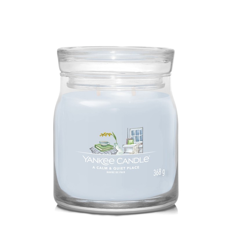 Yankee Candle Signature Świeca w Średnim Słoiku z Dwoma Knotami A Calm & Quiet Place