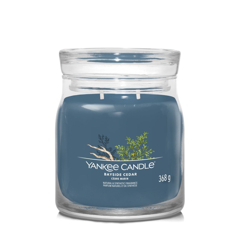 Yankee Candle Signature Świeca w Średnim Słoiku z Dwoma Knotami Bayside Cedar