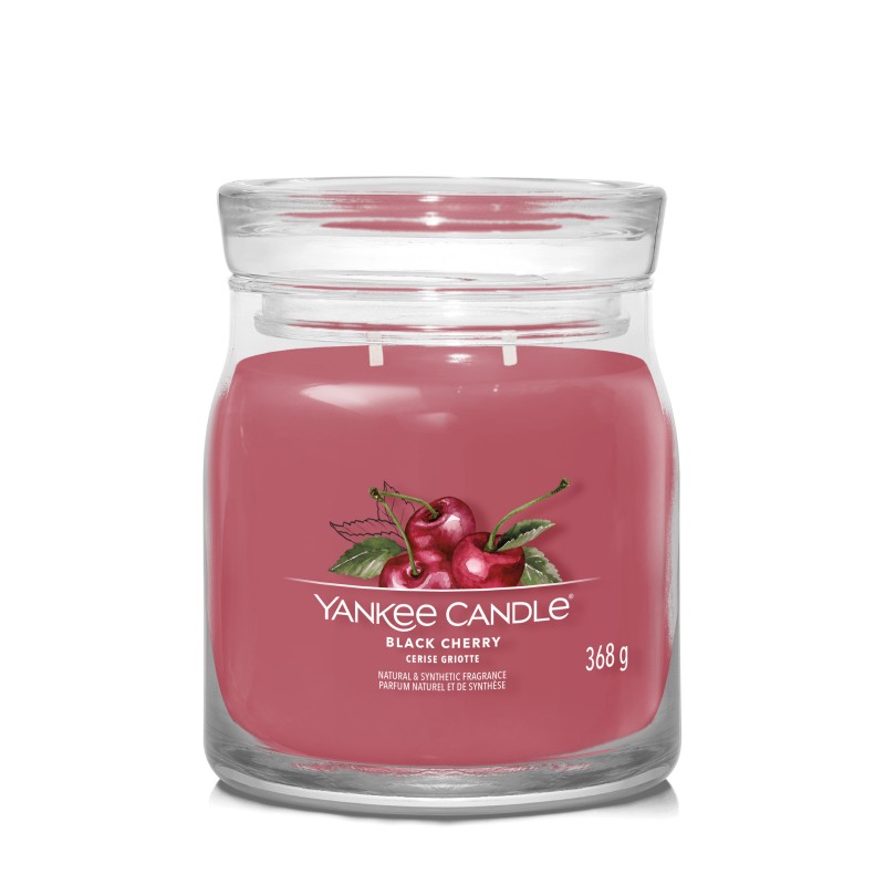 Yankee Candle Signature Świeca w Średnim Słoiku z Dwoma Knotami Black Cherry