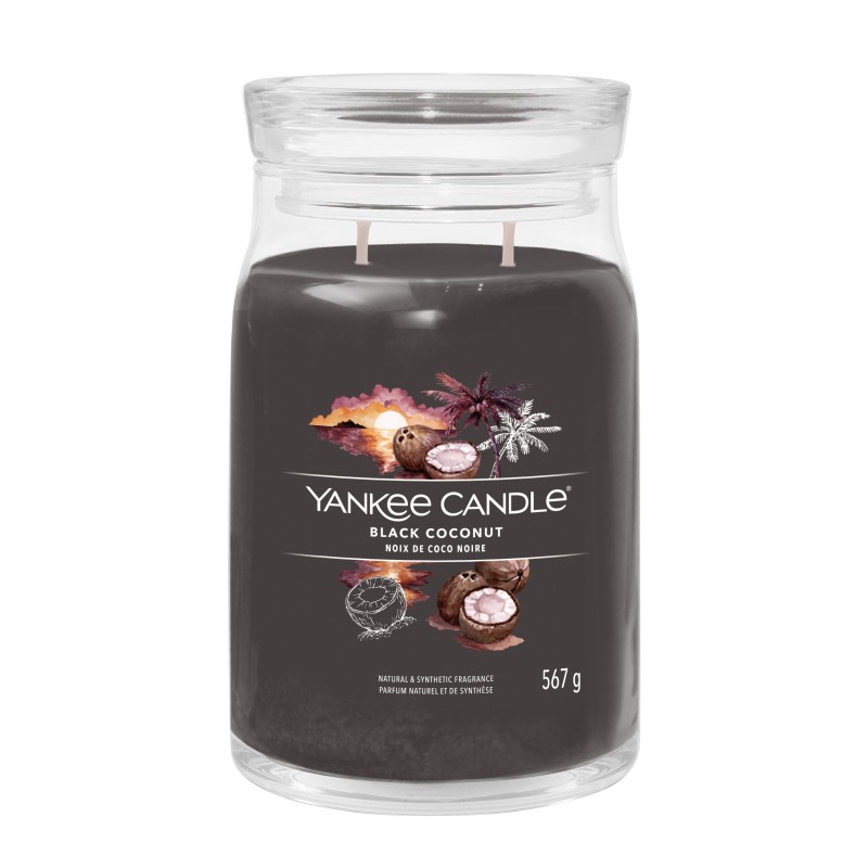 Yankee Candle Signature Świeca w Dużym Słoiku z Dwoma Knotami Black Coconut