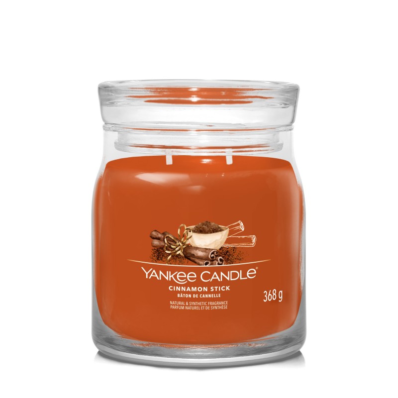 Yankee Candle Signature Świeca w Średnim Słoiku z Dwoma Knotami Cinnamon Stick