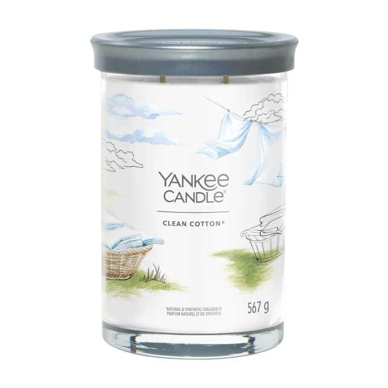 Yankee Candle Tumbler Świeca w Dużym Słoiku z Dwoma Knotami Clean Cotton