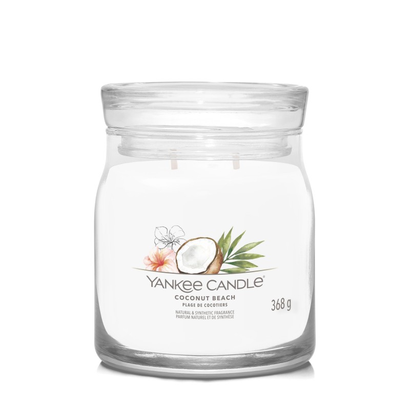 Yankee Candle Signature Świeca w Średnim Słoiku z Dwoma Knotami Coconut Beach