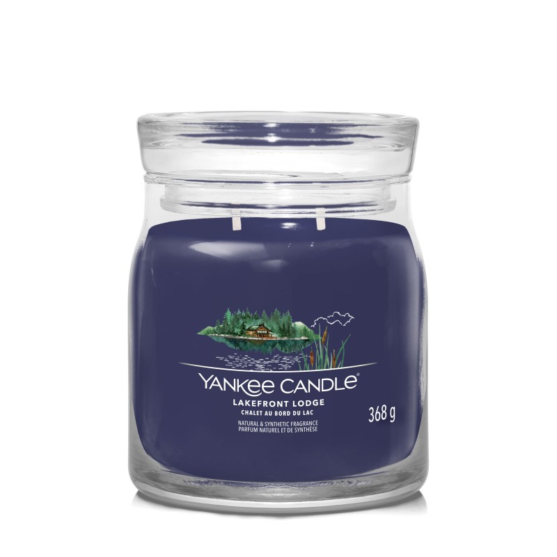 Yankee Candle Signature Świeca w Średnim Słoiku z Dwoma Knotami Lakefront Lodge