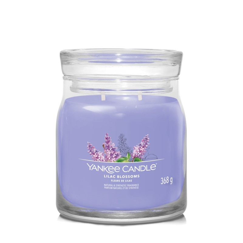 Yankee Candle Signature Świeca w Średnim Słoiku z Dwoma Knotami Lilac Blossoms