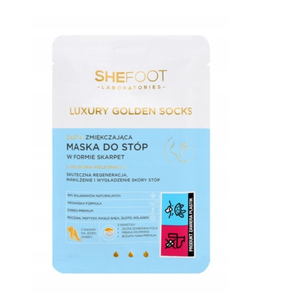 SHEFOOT Złota Zmiękczająca Maska do Stóp w Formie Skarpetek