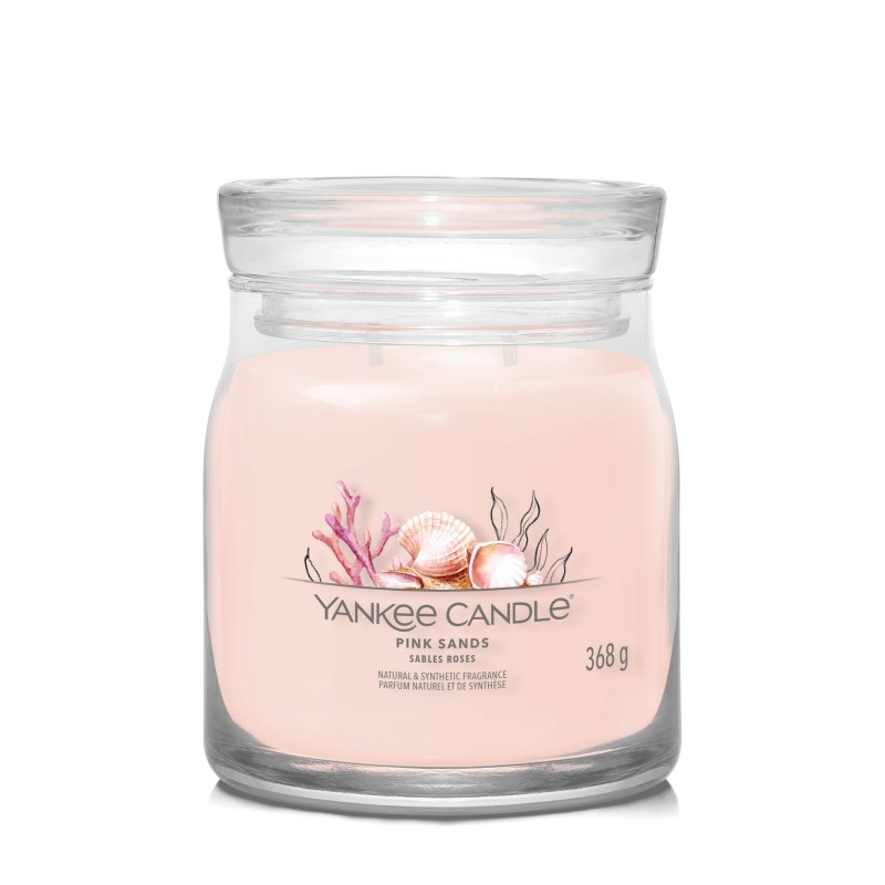 Yankee Candle Signature Świeca w Średnim Słoiku z Dwoma Knotami Pink Sands