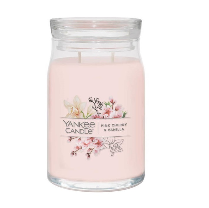 Yankee Candle Signature Świeca w Dużym Słoiku z Dwoma Knotami Pink Cherry & Vanilla