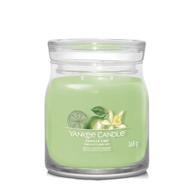 Yankee Candle Signature Świeca w Średnim Słoiku z Dwoma Knotami Vanilla Lime