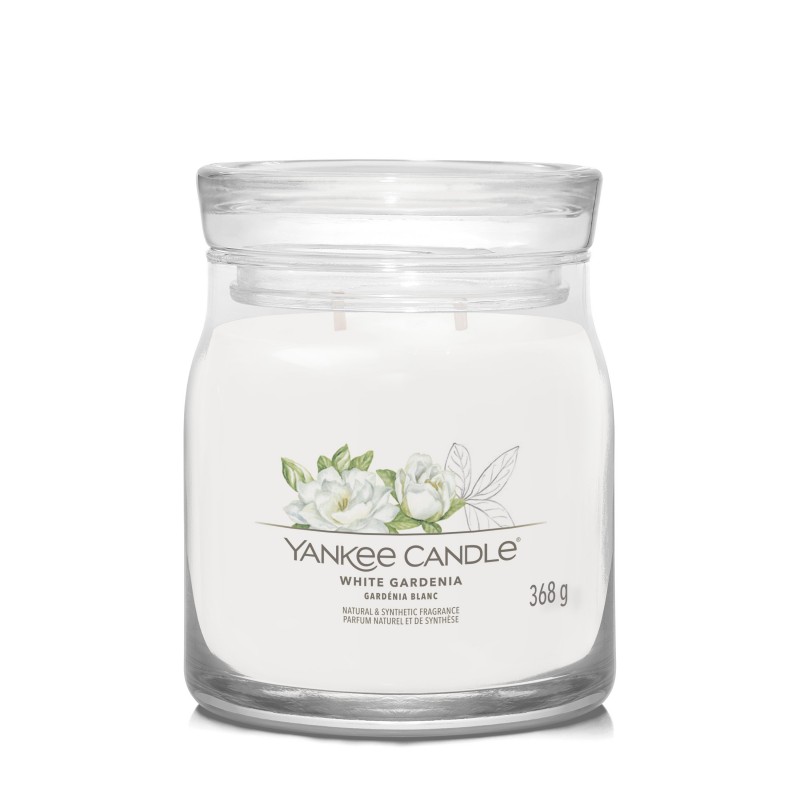 Yankee Candle Signature Świeca w Średnim Słoiku z Dwoma Knotami White Gardenia