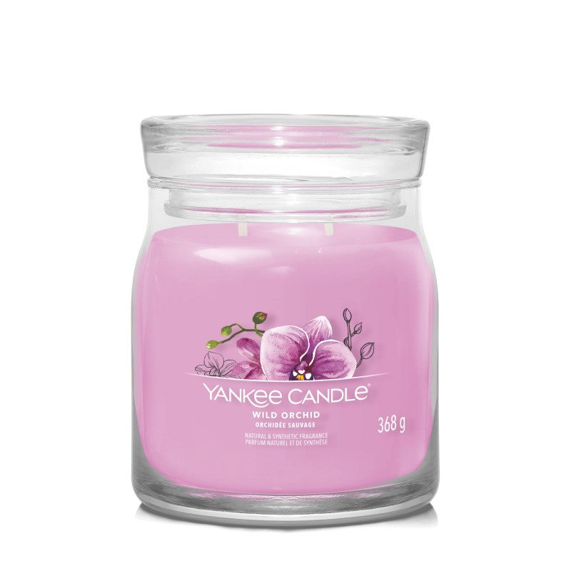 Yankee Candle Signature Świeca w Średnim Słoiku z Dwoma Knotami Wild Orchid