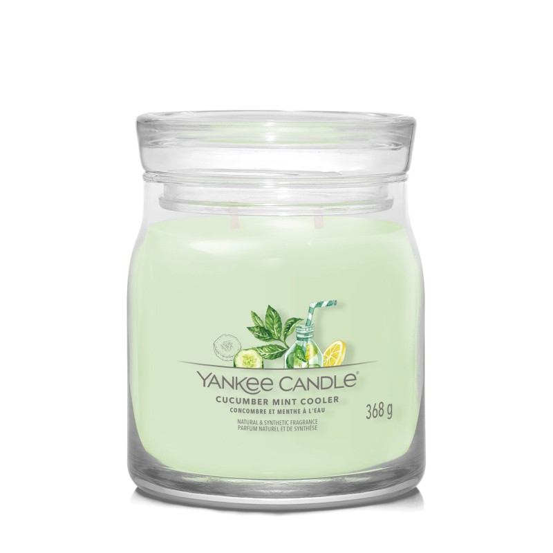 Yankee Candle Signature Świeca w Średnim Słoiku z Dwoma Knotami Cucumber Mint Cooler