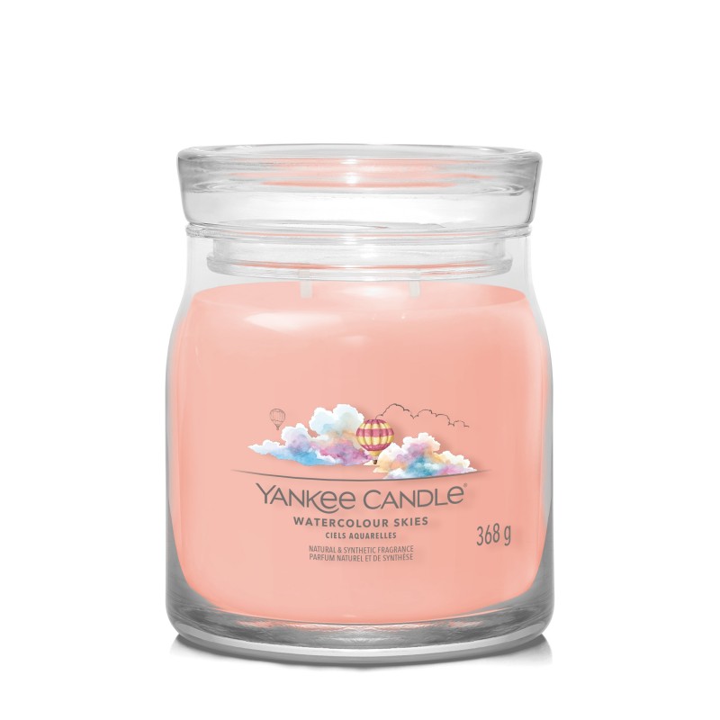 Yankee Candle Signature Świeca w Średnim Słoiku z Dwoma Knotami Watercolour Skies