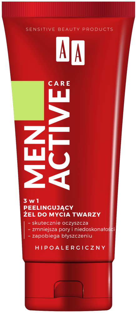 AA Men Active 3w1 Peelingujący Żel do Mycia Twarzy 150ml