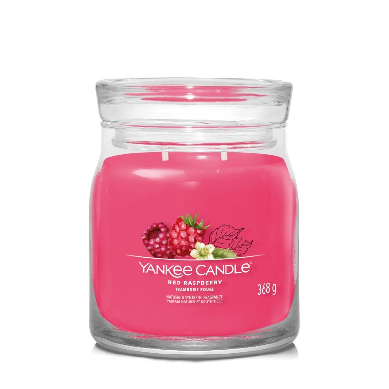 Yankee Candle Signature Świeca w Średnim Słoiku z Dwoma Knotami Red Raspberry