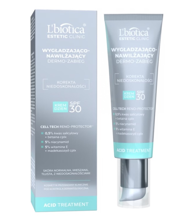 L'biotica Estetic Clinic Acid Treatment Wygładzająco-Nawilżający Dermo-Zabieg Krem na Dzień SPF30+ 35ml