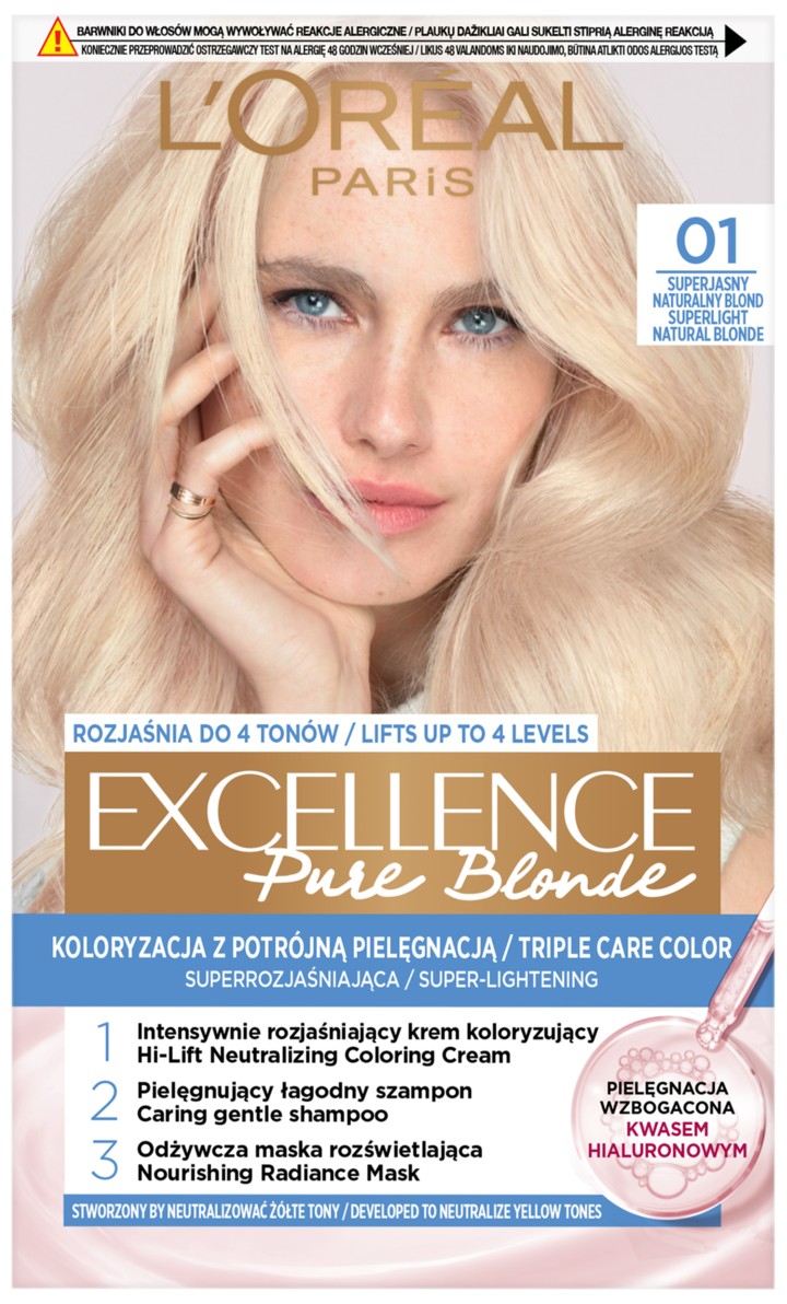 Loreal Excellence Pure Blonde Krem Koloryzujący 01 Ultra-Jasny Naturalny Blond