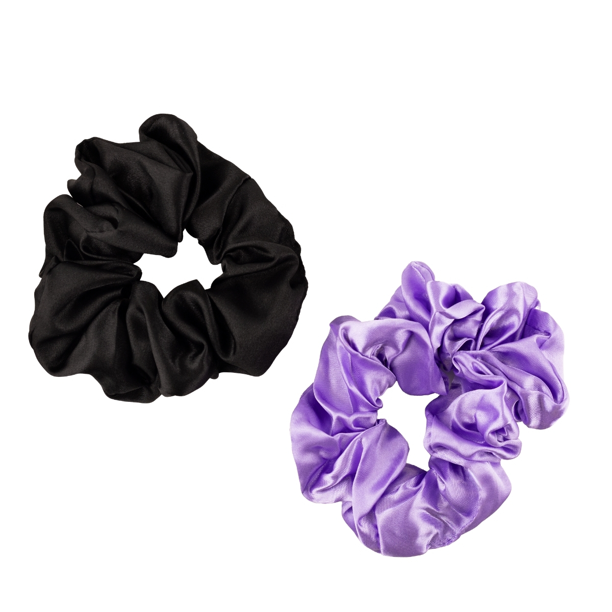 Gumki Satynowe Scrunchie do Włosów Czarna i Fioletowa
