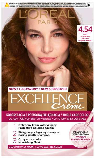 Loreal Excellence Creme Krem Koloryzujący 4.54 Brąz Mahoniowo-Miedziany