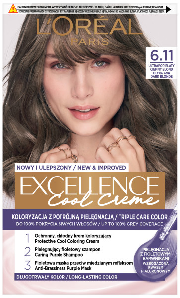 Loreal Excellence Cool Creme Krem Koloryzujący 6.11 Ultrapopielaty Ciemny Blond
