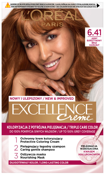 Loreal Excellence Creme Krem Koloryzujący 6.41 Jasny Bursztynowy Brąz