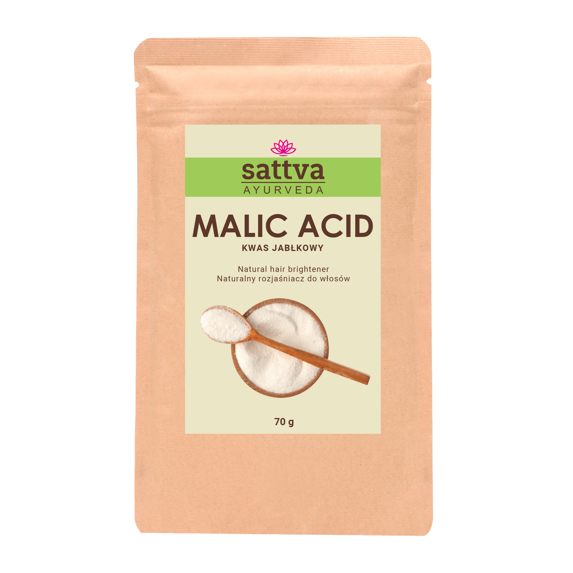 Sattva Malic Acid Kwas Jabłkowy Naturalny Rozjaśniacz do Włosów 70g