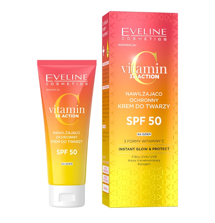 Eveline Vitamin 3x Action Nawilżająco Ochronny Krem do Twarzy SPF50+ 30ml