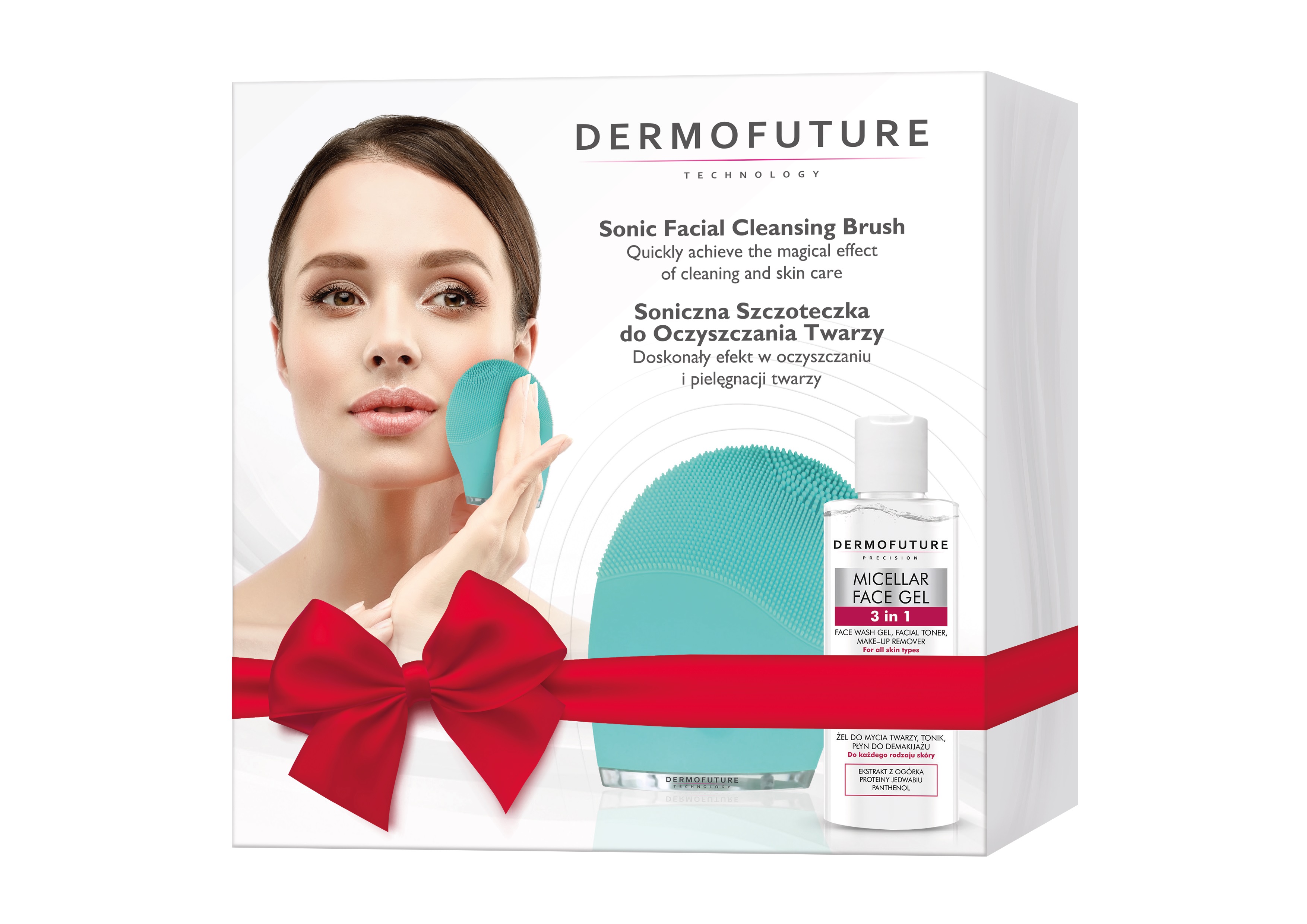 Dermofuture Zielona Szczoteczka Soniczna do Oczyszczania Twarzy + Żel do Twarzy