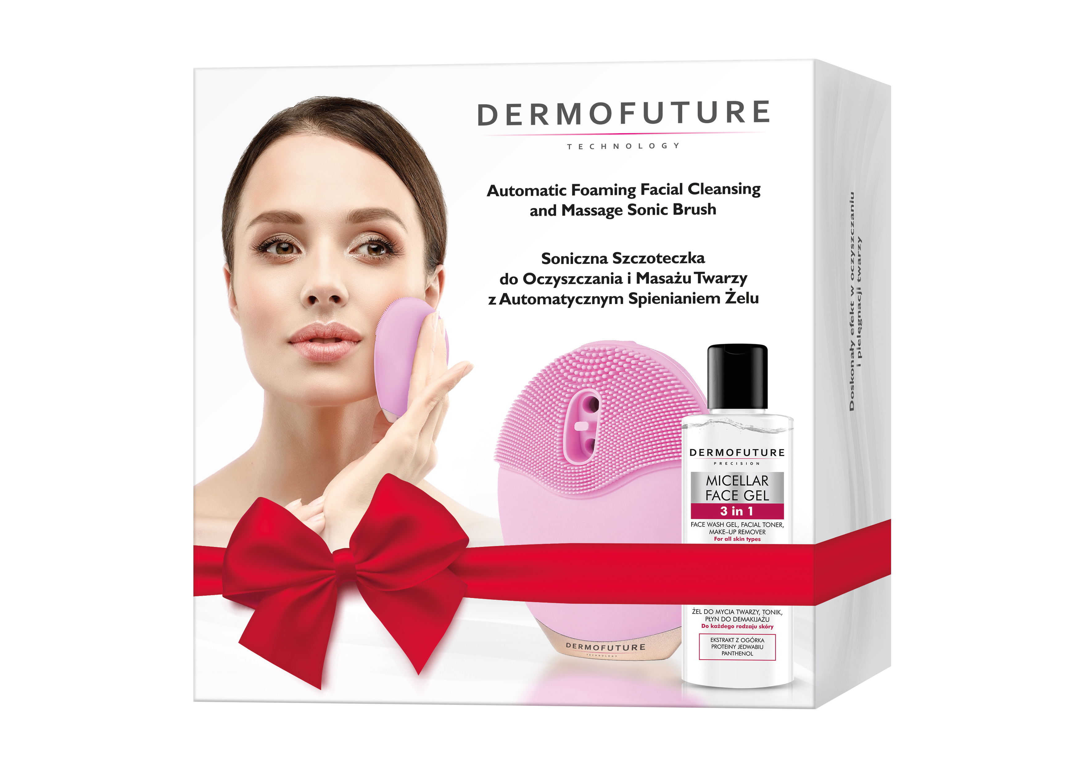DermoFuture Różowa Szczoteczka ze Spieniaczem + Żel