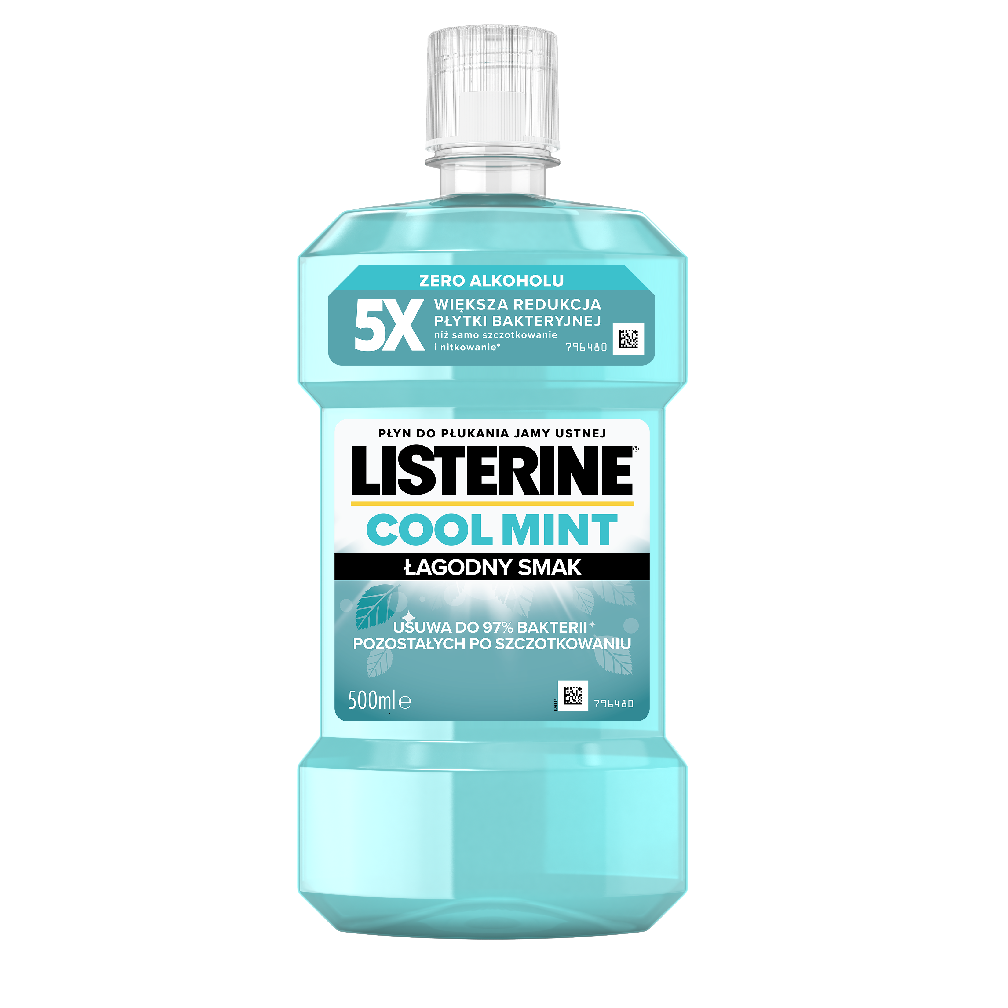 Listerine Cool Mint Płyn do Płukania Jamy Ustnej Łagodny Smak 500ml