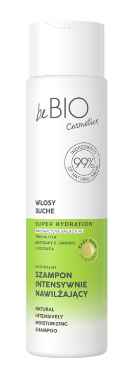 beBIO Naturalny Szampon do Włosów Suchych Intensywnie Nawilżający 300ml