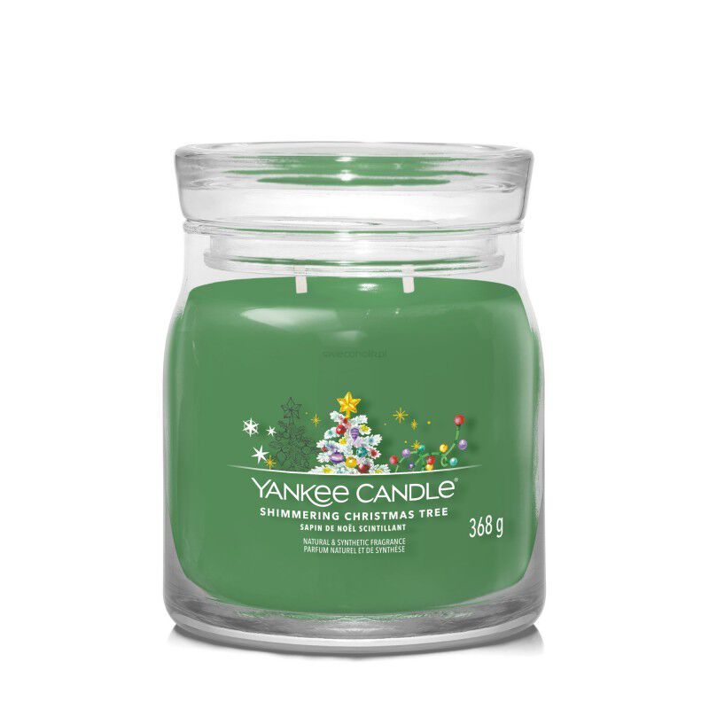 Yankee Candle Signature Świeca w Średnim Słoiku z Dwoma Knotami Shimmering Christmas Tree