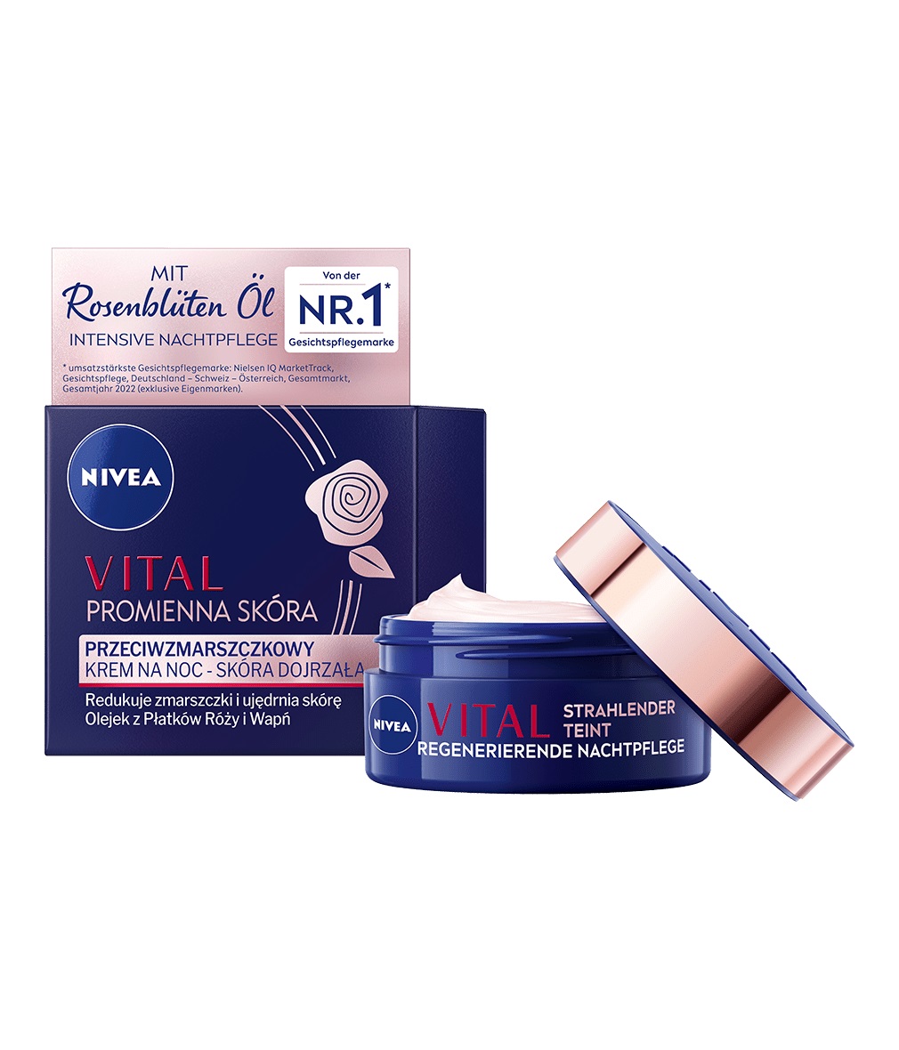 NIVEA Vital Promienna Skóra Przeciwzmarszczkowy Krem na Noc Skóra Dojrzała 50ml